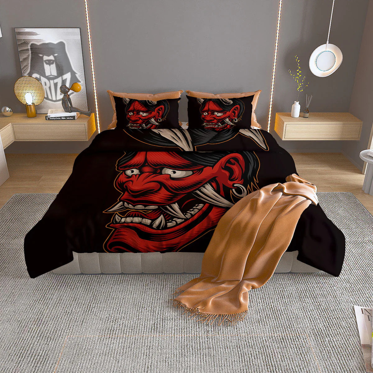 Demon Japanese Print Duvet Cover Bedding Set