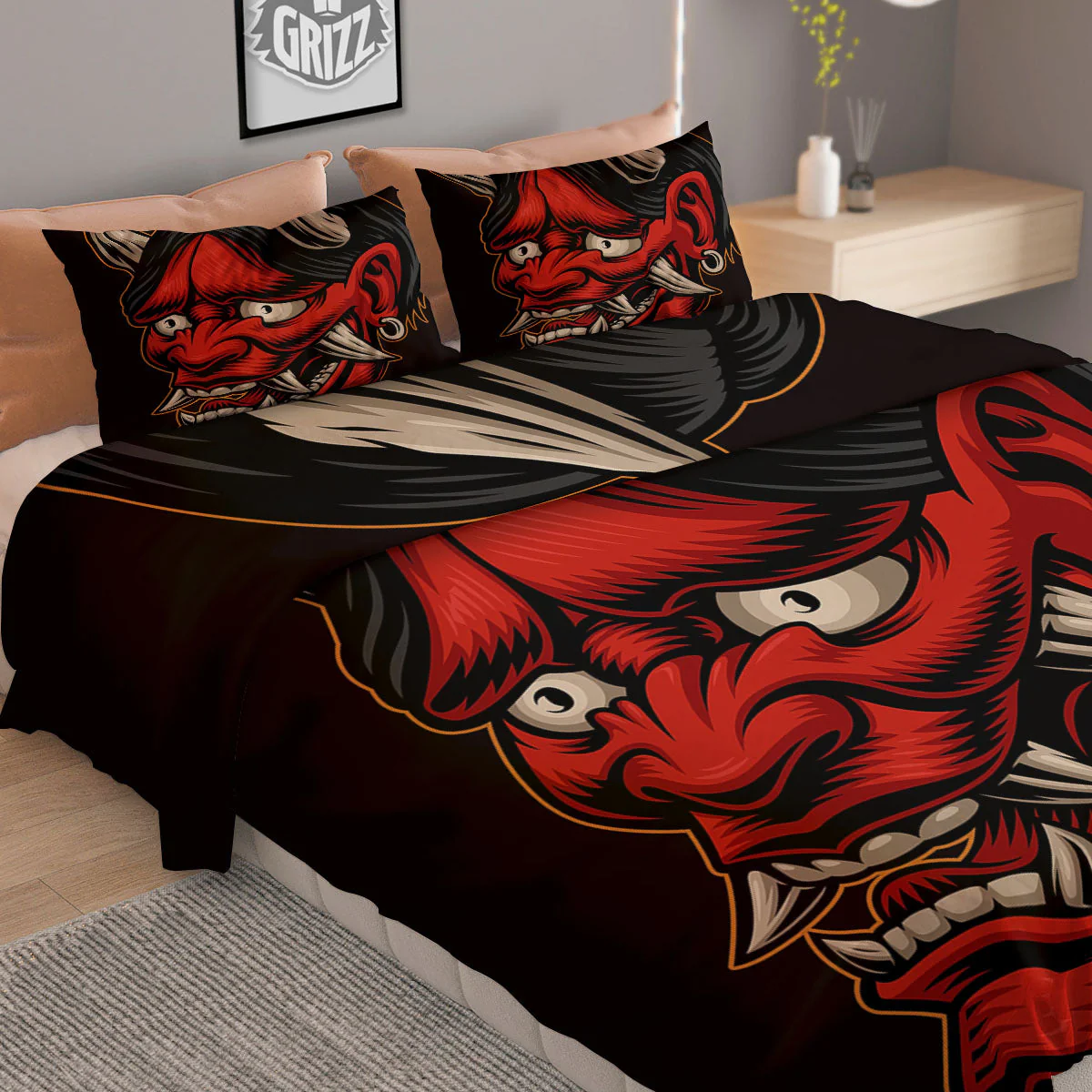 Demon Japanese Print Duvet Cover Bedding Set - Image 2