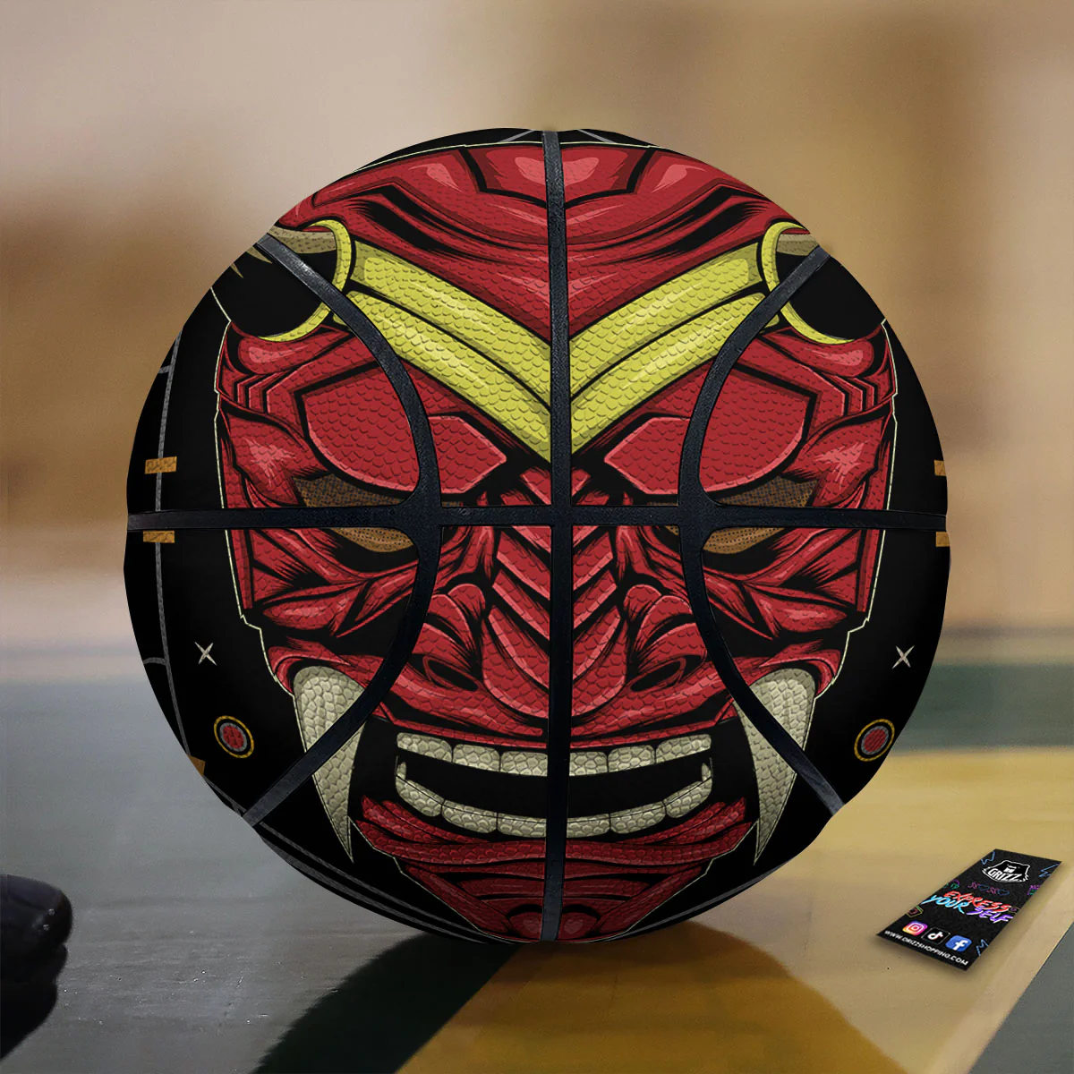 Demon Mask Red Japanese Print Basketball