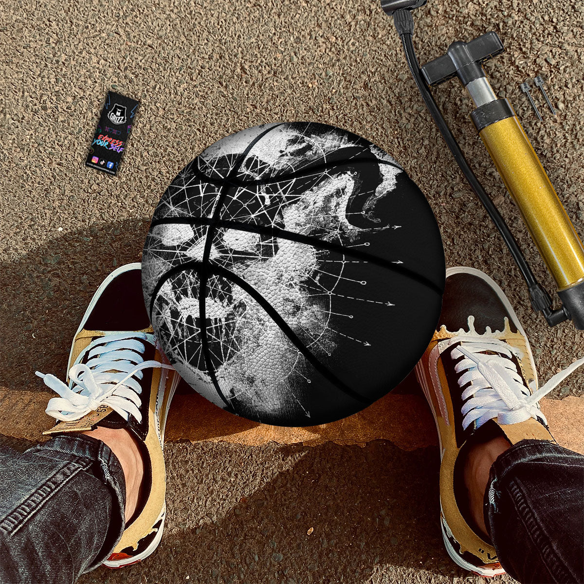 Demon Wicca White And Black Print Basketball - Image 2