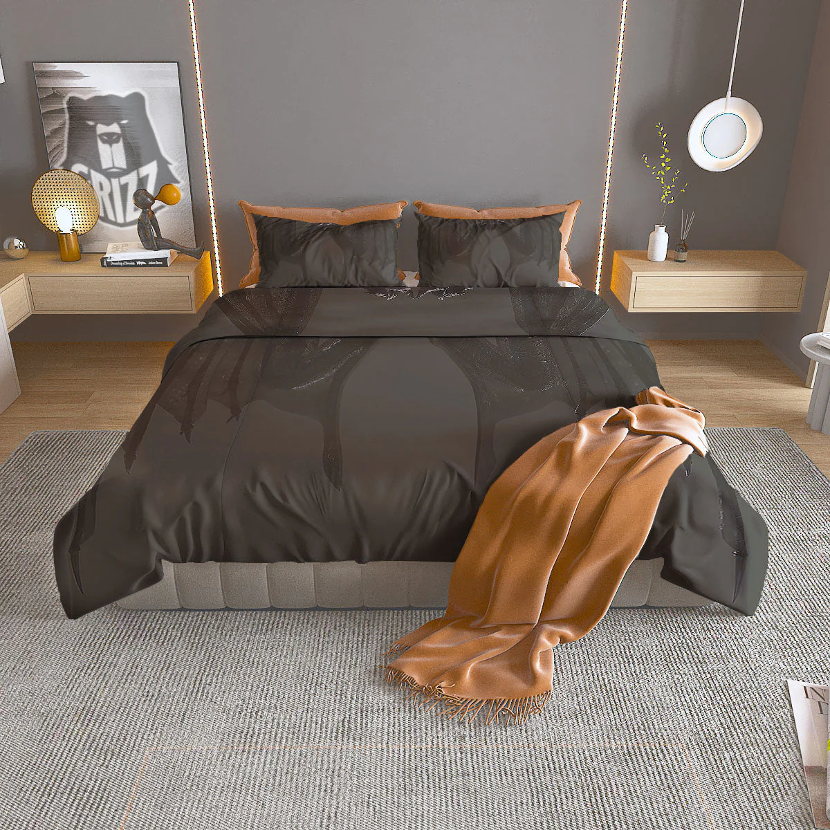Demon Wings Black Print Duvet Cover Bedding Set
