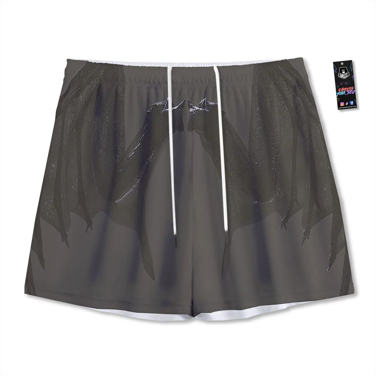 Demon Wings Black Print Mesh Shorts