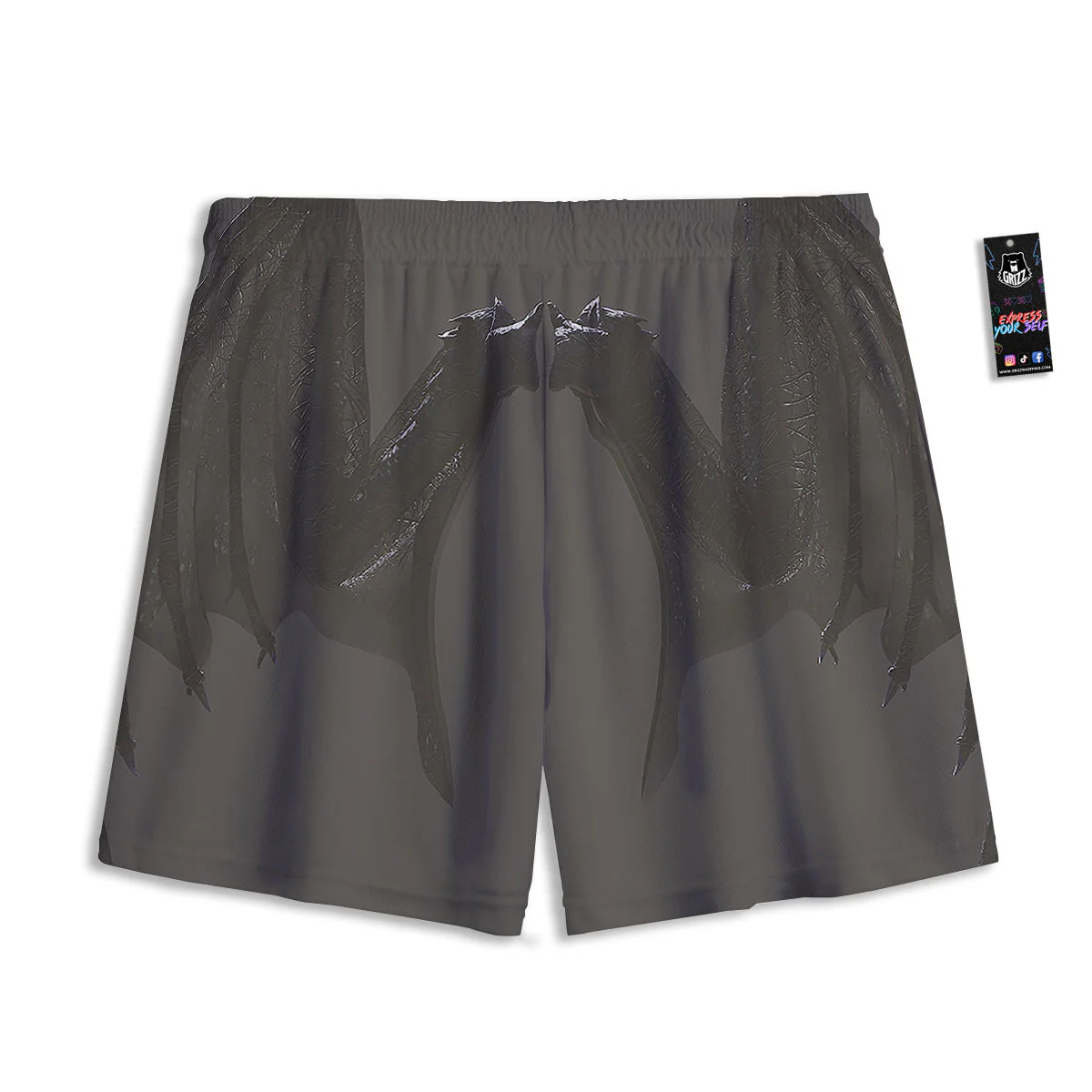 Demon Wings Black Print Mesh Shorts - Image 2