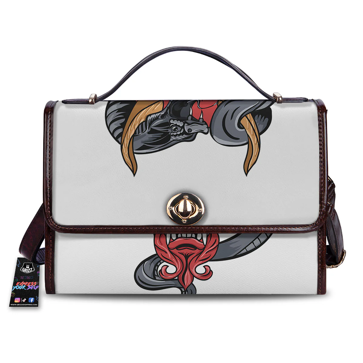 Demon With Snake Japanese Oni Print Women's Satchel Bag
