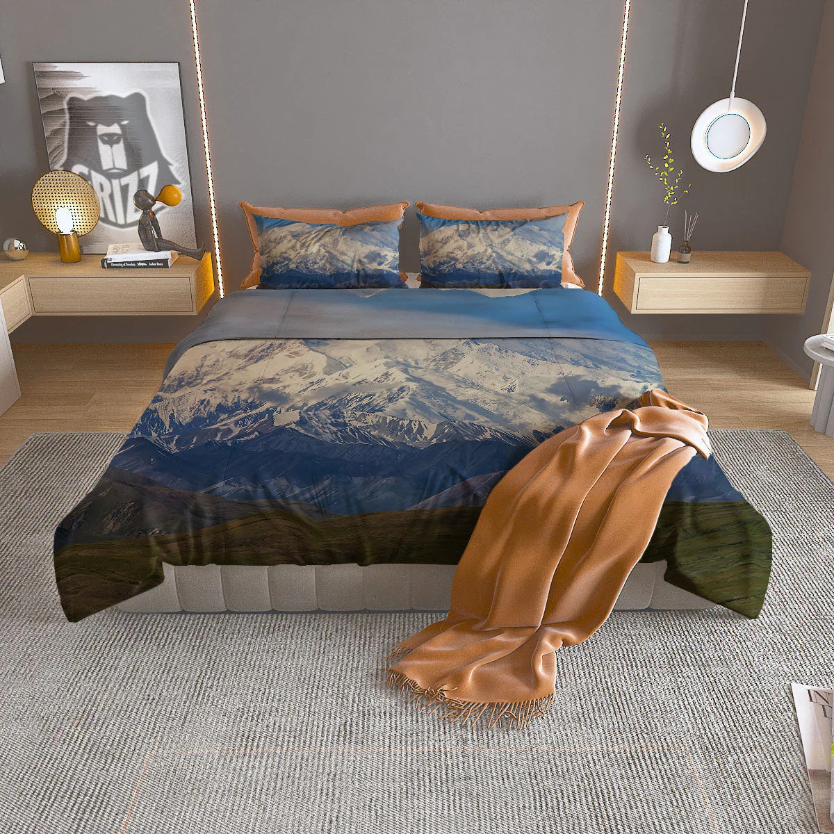 Denali Mountain Print Duvet Cover Bedding Set