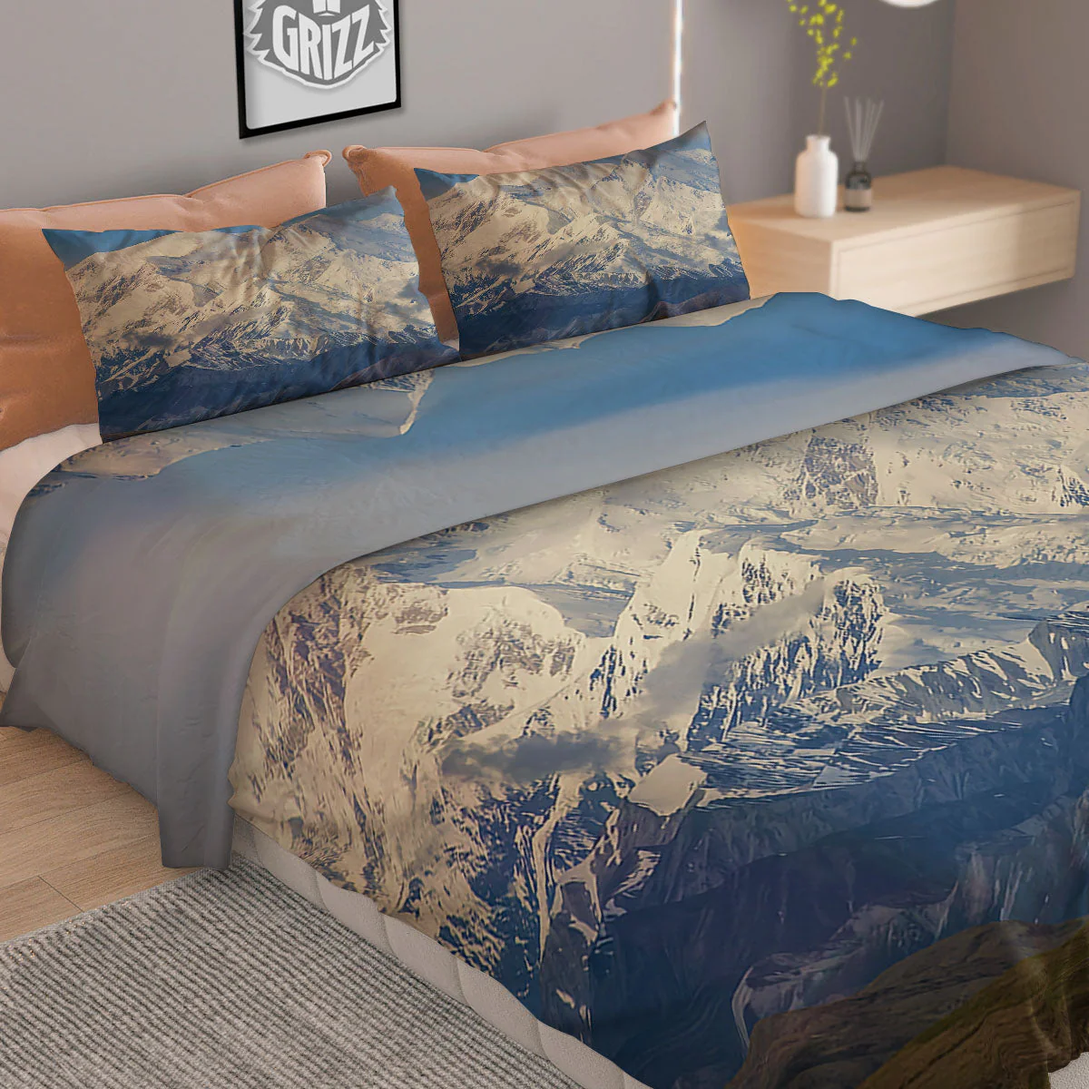 Denali Mountain Print Duvet Cover Bedding Set - Image 2
