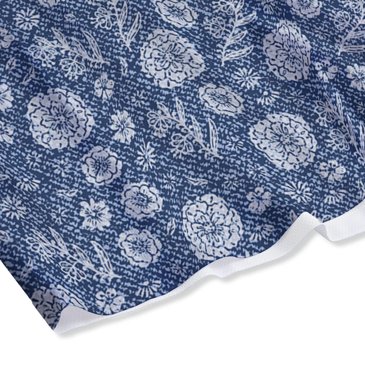 Denim Jeans Flower Print Pattern Mesh Shorts - Image 4