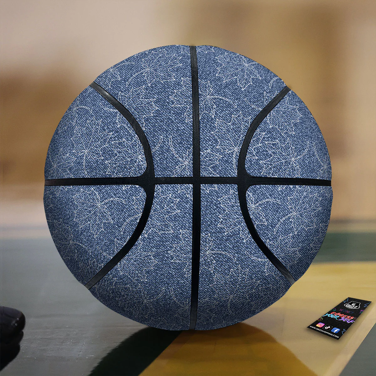 Denim Jeans Maple Leaf Print Pattern Basketball