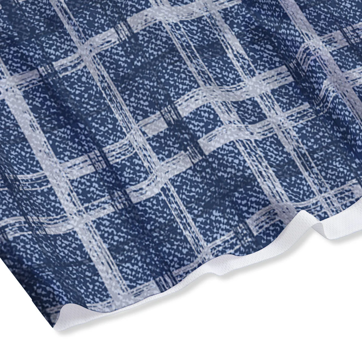 Denim Jeans Plaid Print Pattern Mesh Shorts - Image 4