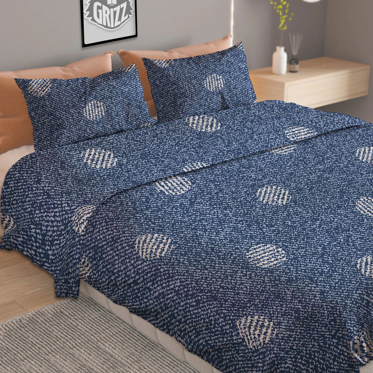 Denim Jeans Polka Dot Print Pattern Duvet Cover Bedding Set - Image 2