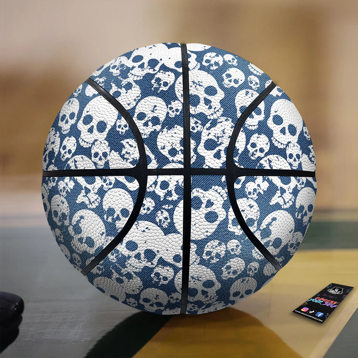 Denim Jeans Skull Print Pattern Basketball