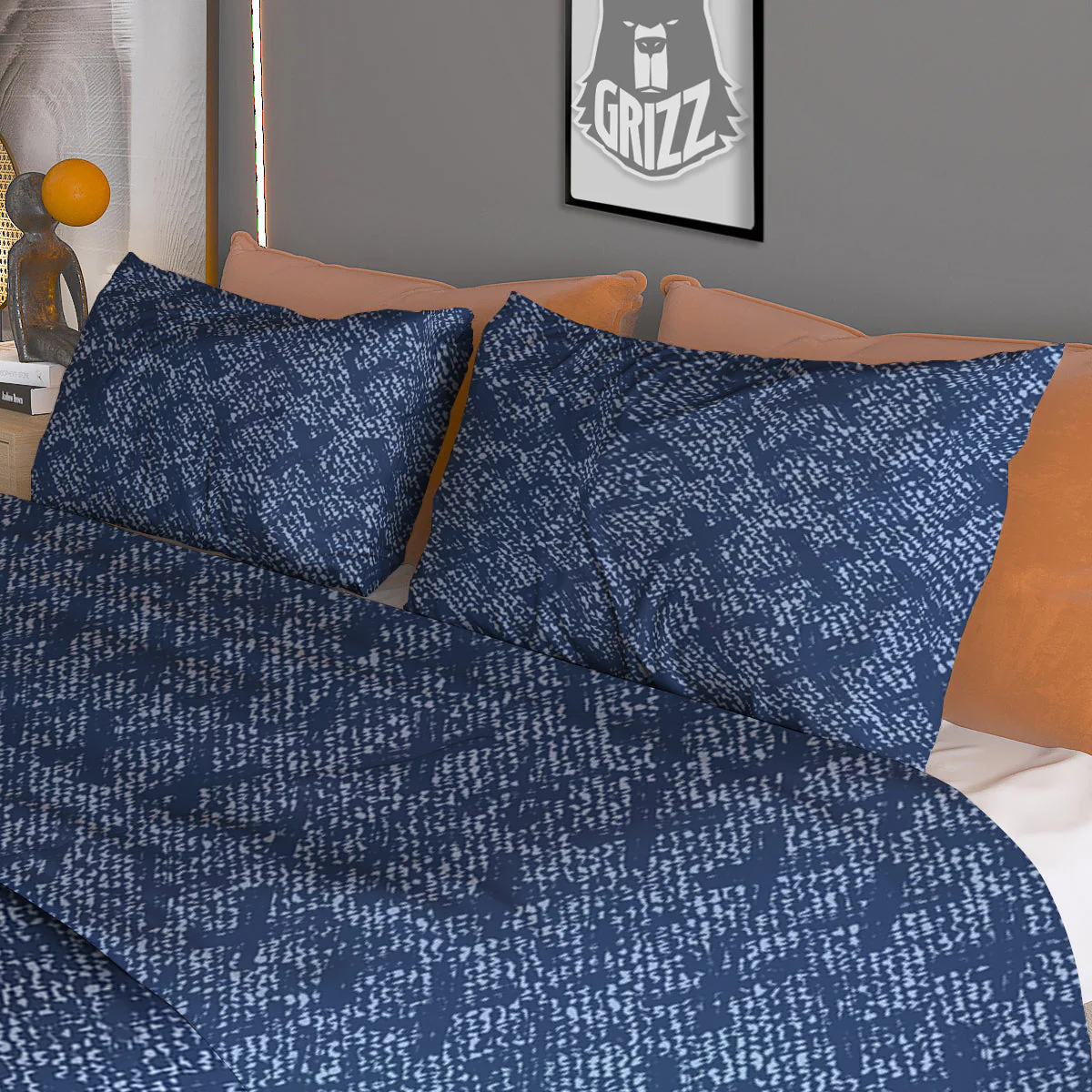 Denim Jeans X Cross Print Pattern Duvet Cover Bedding Set - Image 3
