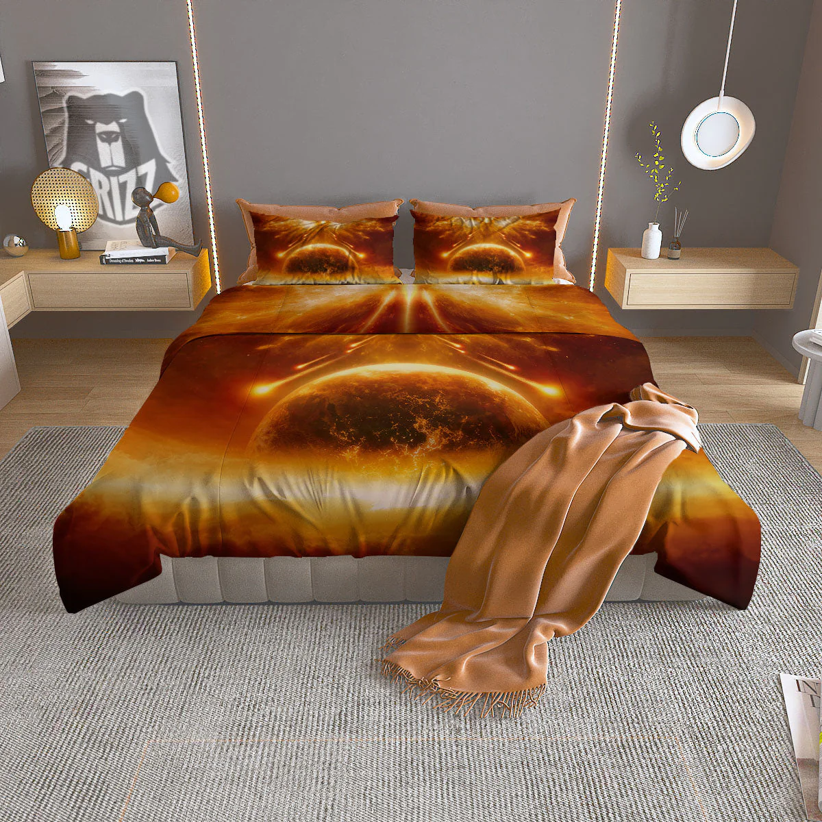 Destruction Of Planet Earth Print Duvet Cover Bedding Set