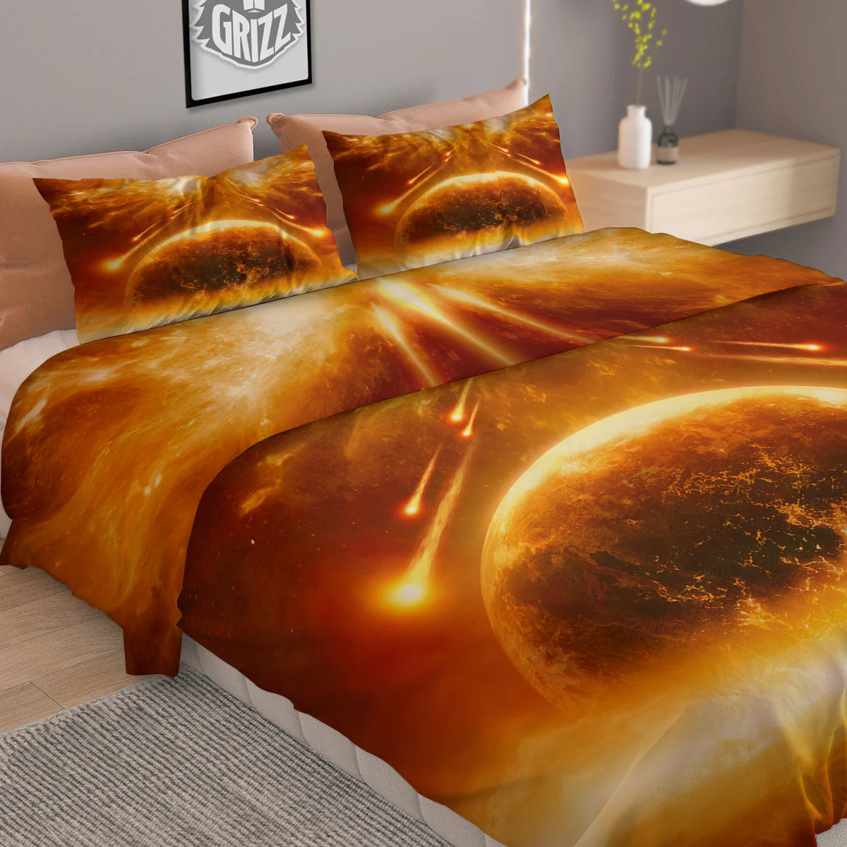 Destruction Of Planet Earth Print Duvet Cover Bedding Set - Image 2