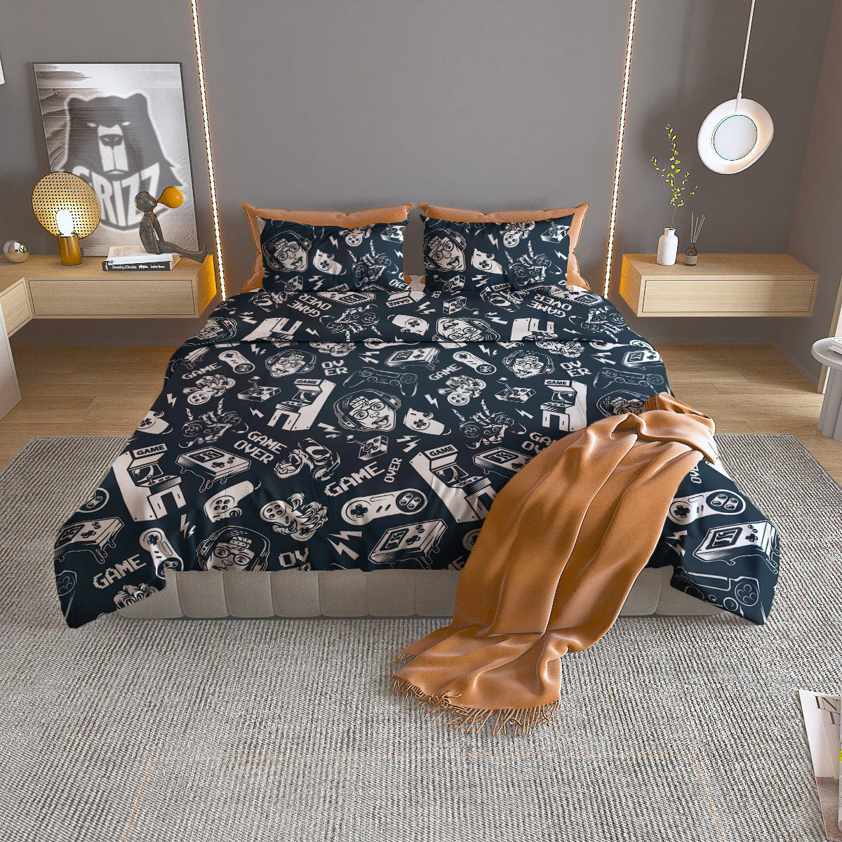 Devices Video Game Print Pattern Duvet Cover Bedding Set