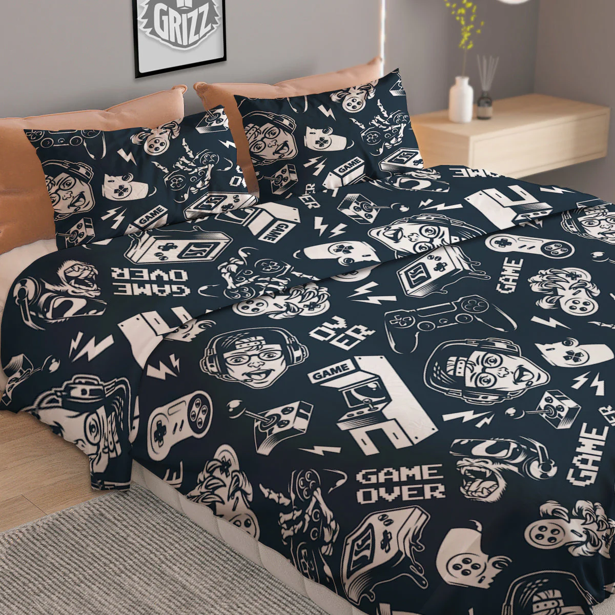 Devices Video Game Print Pattern Duvet Cover Bedding Set - Image 2