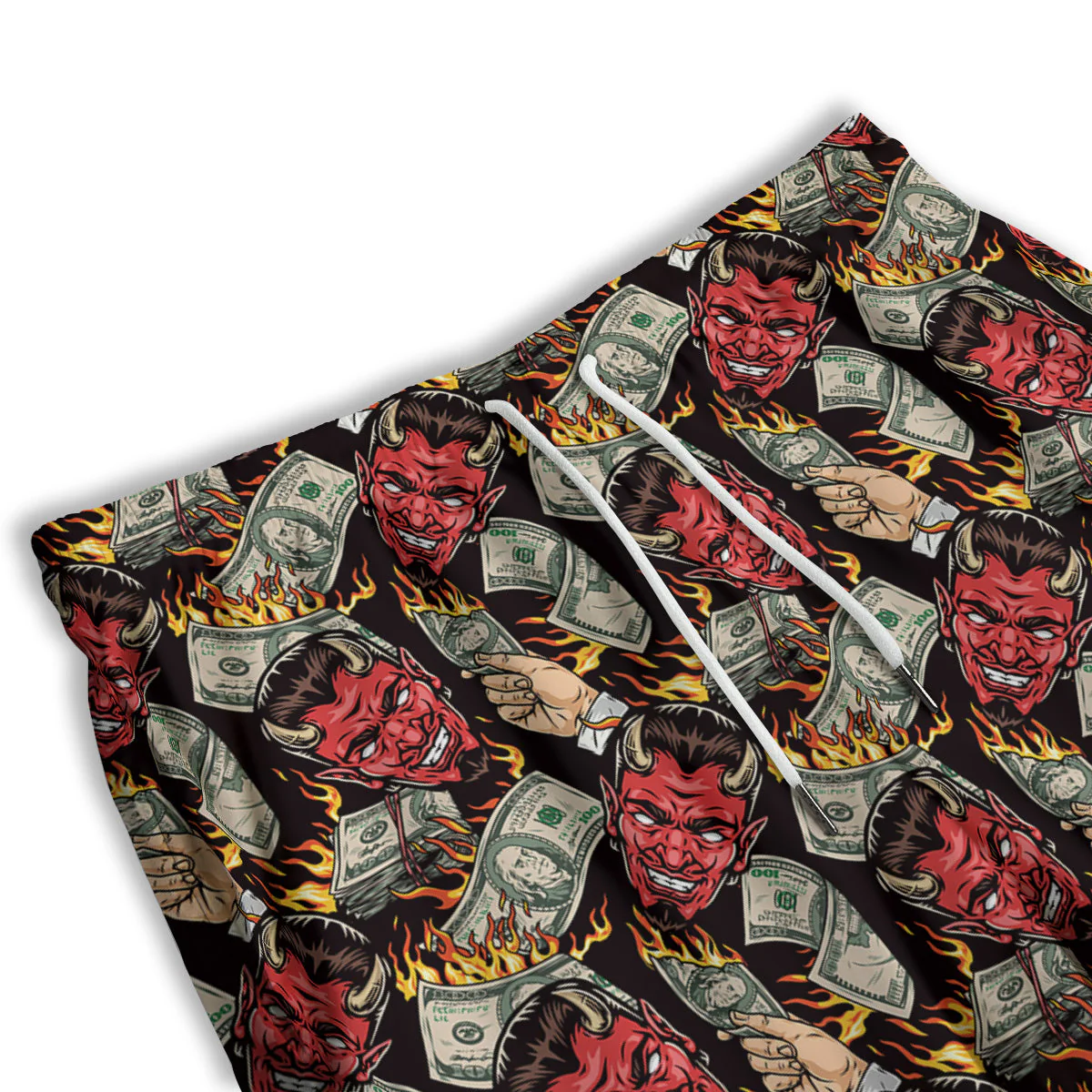 Devil And Dollar Print Pattern Men's Athletic Shorts - Image 3
