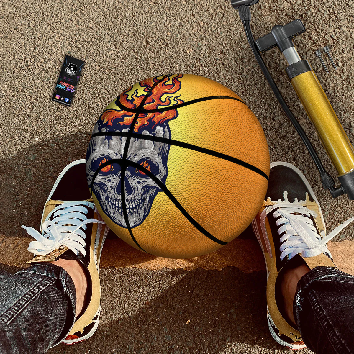 Devil Fire Punk Print Basketball - Image 2