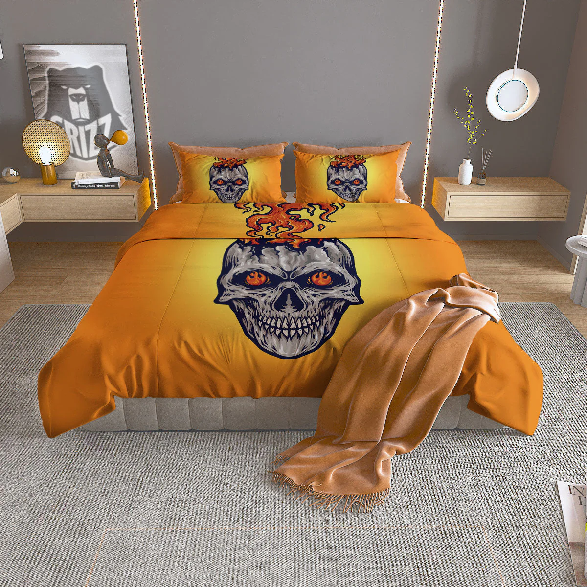 Devil Fire Punk Print Duvet Cover Bedding Set