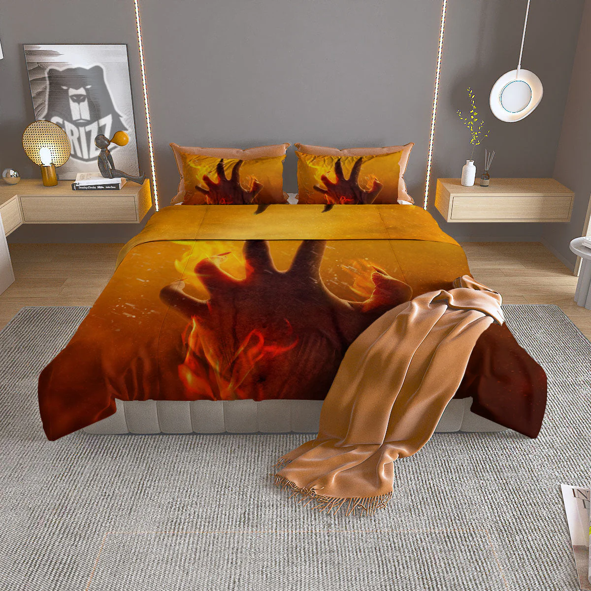 Devil Hand Print Duvet Cover Bedding Set
