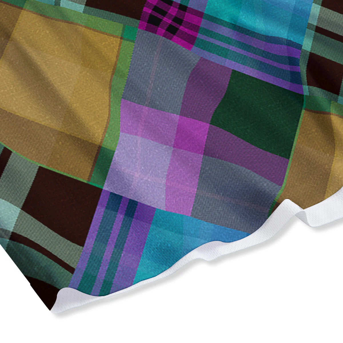 Diagonal Madras Blue Tartan Plaid Print Pattern Mesh Shorts - Image 4