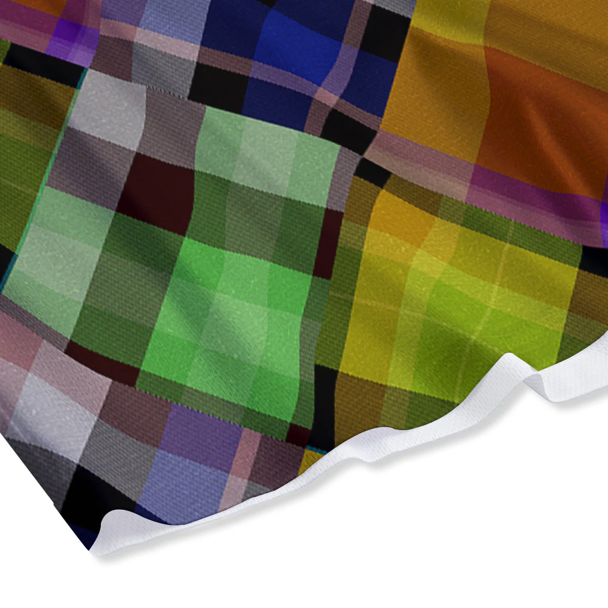 Diagonal Madras Plaid Print Pattern Mesh Shorts - Image 4