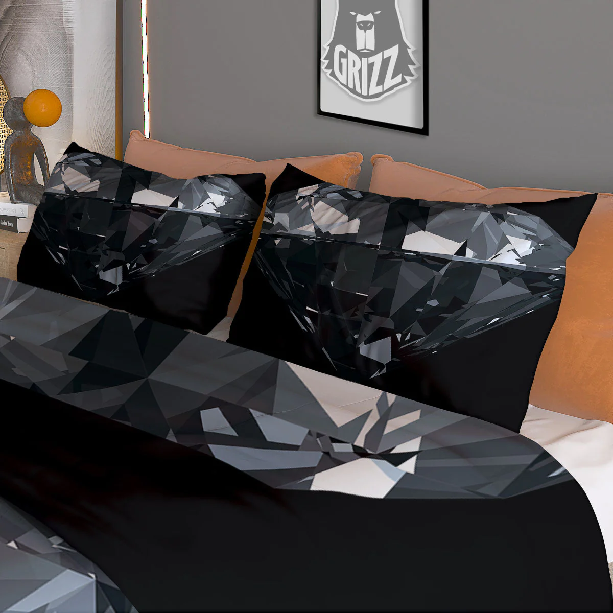 Diamond Black Print Duvet Cover Bedding Set - Image 3