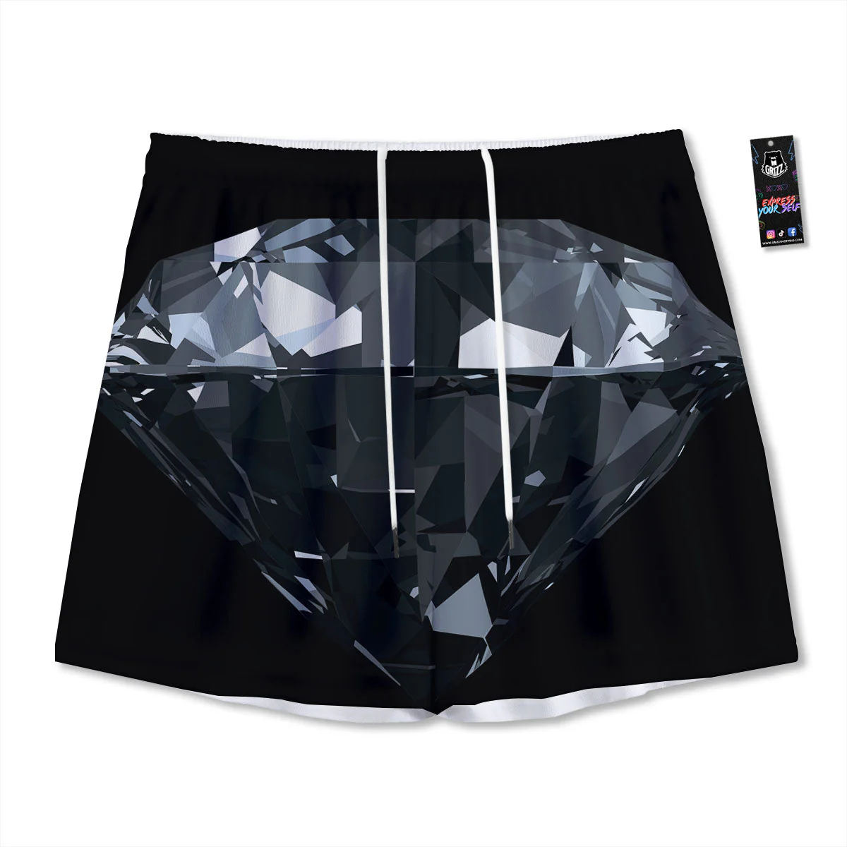 Diamond Black Print Mesh Shorts