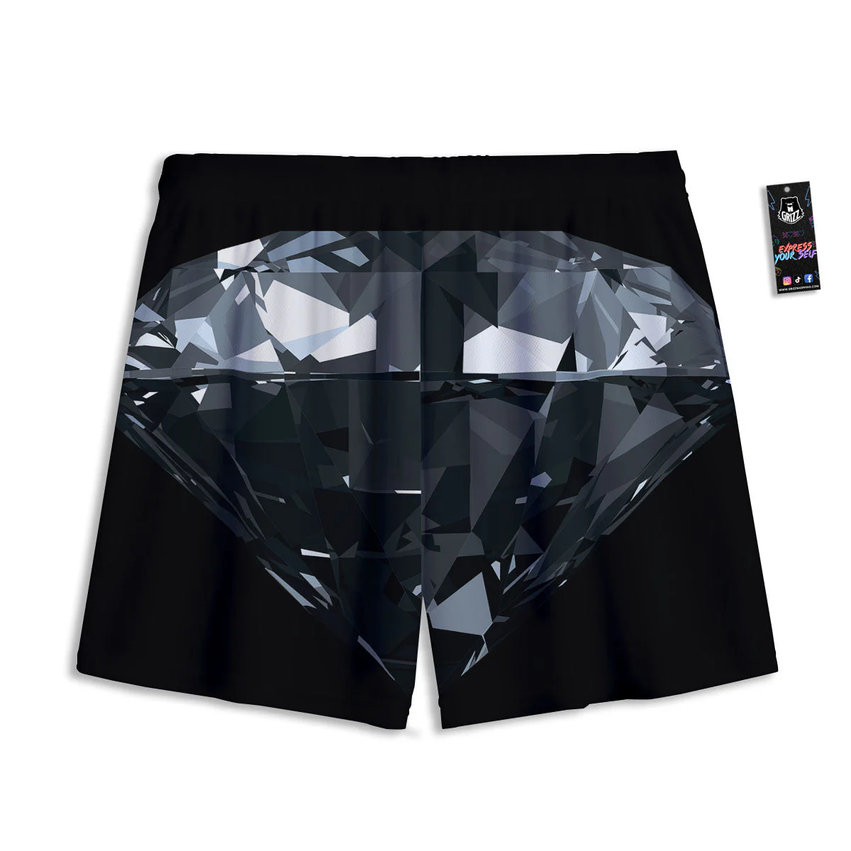 Diamond Black Print Mesh Shorts - Image 2