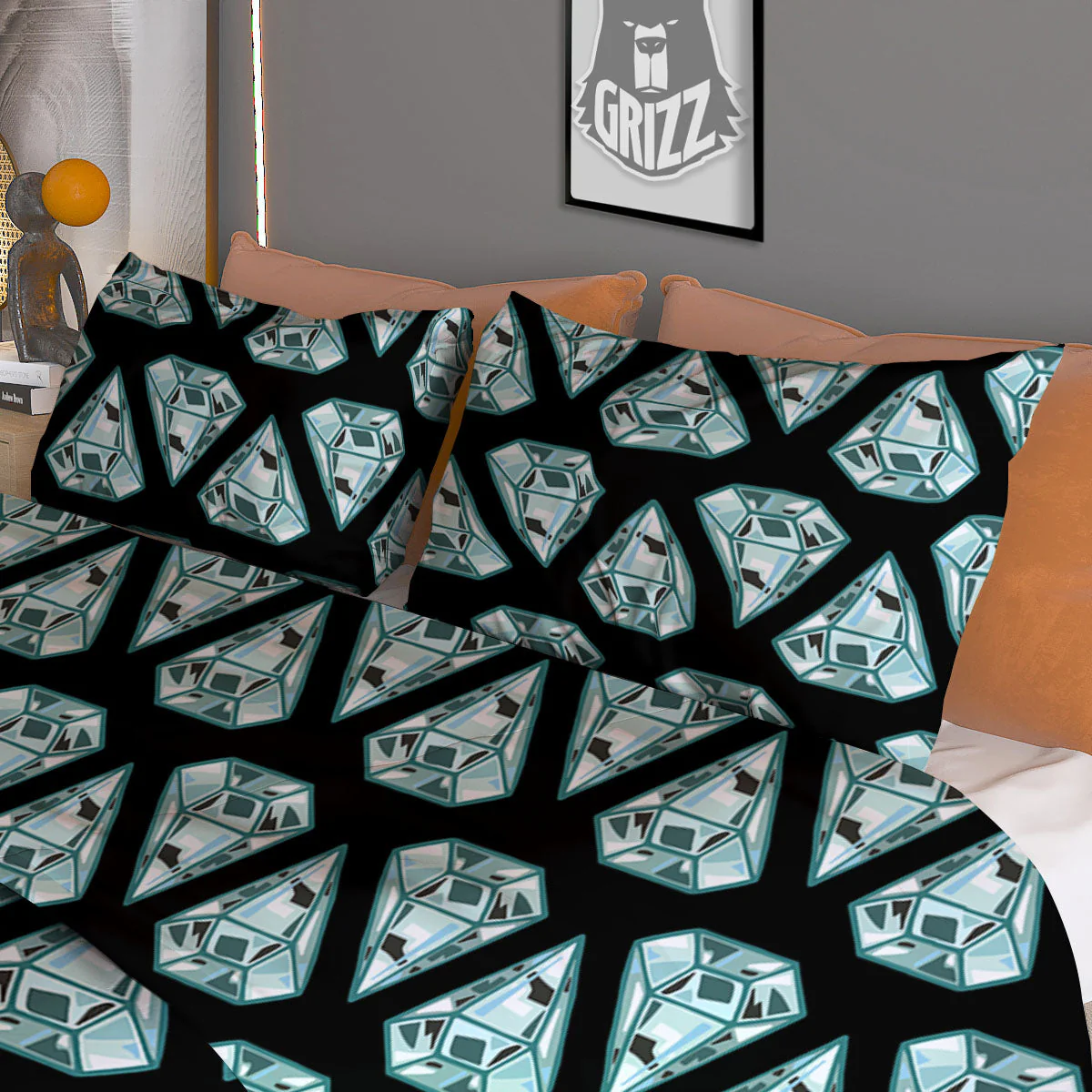 Diamond Print Pattern Duvet Cover Bedding Set - Image 3