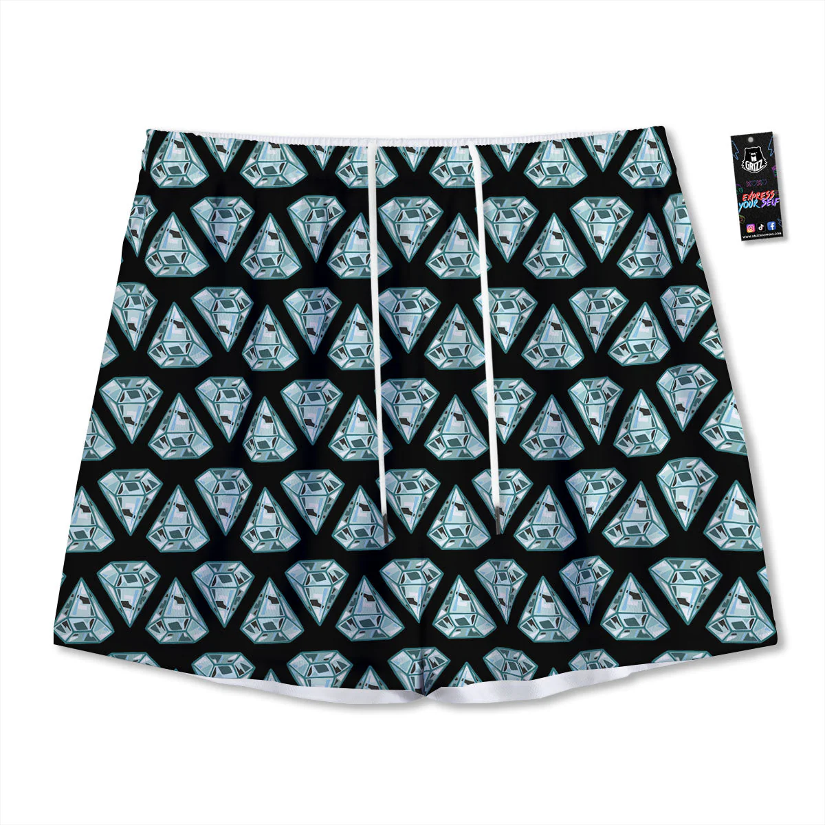 Diamond Print Pattern Mesh Shorts