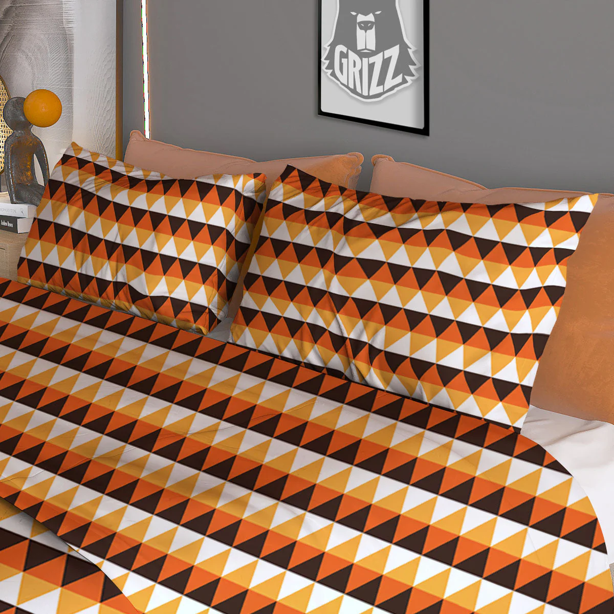 Diamond Shape Halloween Print Pattern Duvet Cover Bedding Set - Image 3