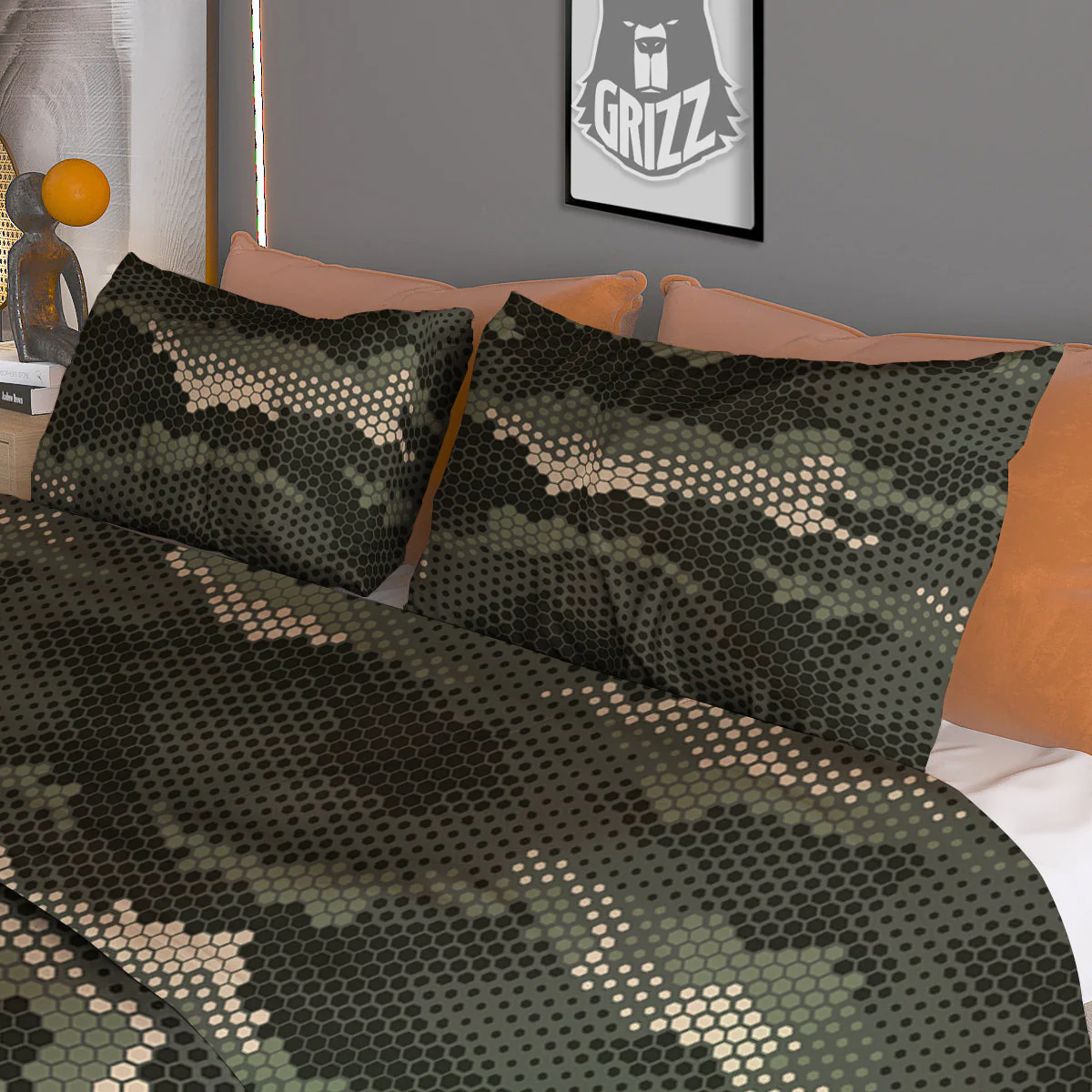 Digital Camo Army Green Print Pattern Duvet Cover Bedding Set - Image 3