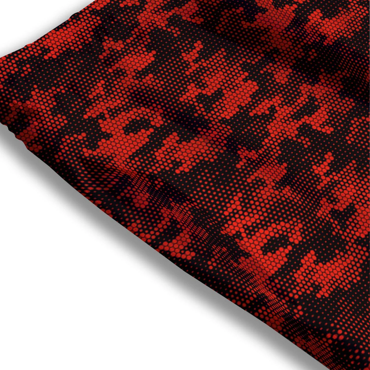 Digital Camo Black And Red Print Pattern Mesh Shorts - Image 3