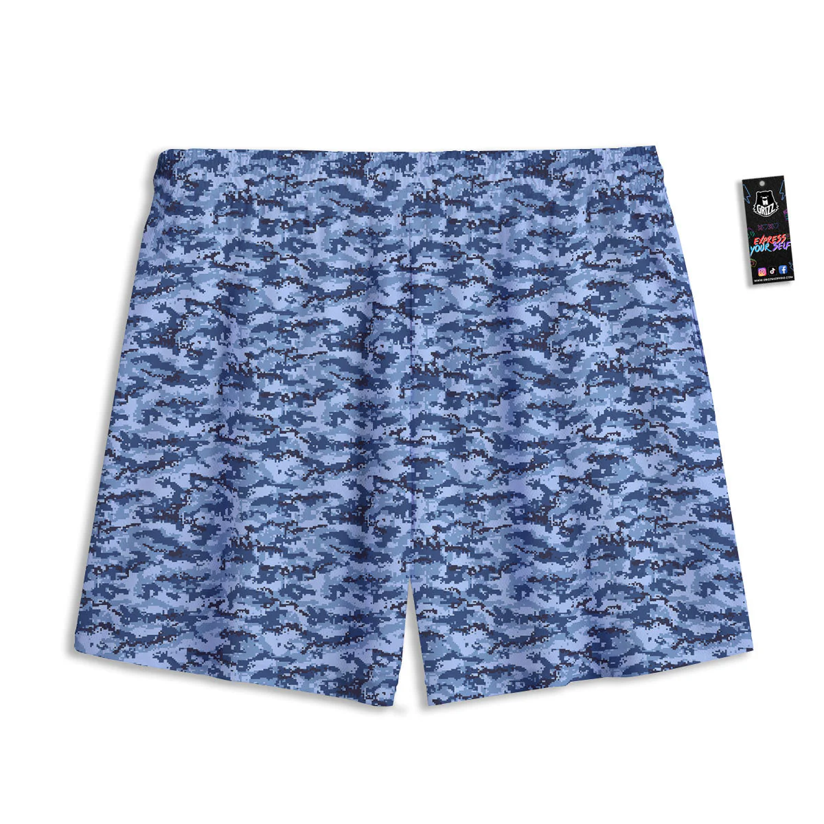 Digital Camo Blue Print Pattern Mesh Shorts - Image 2