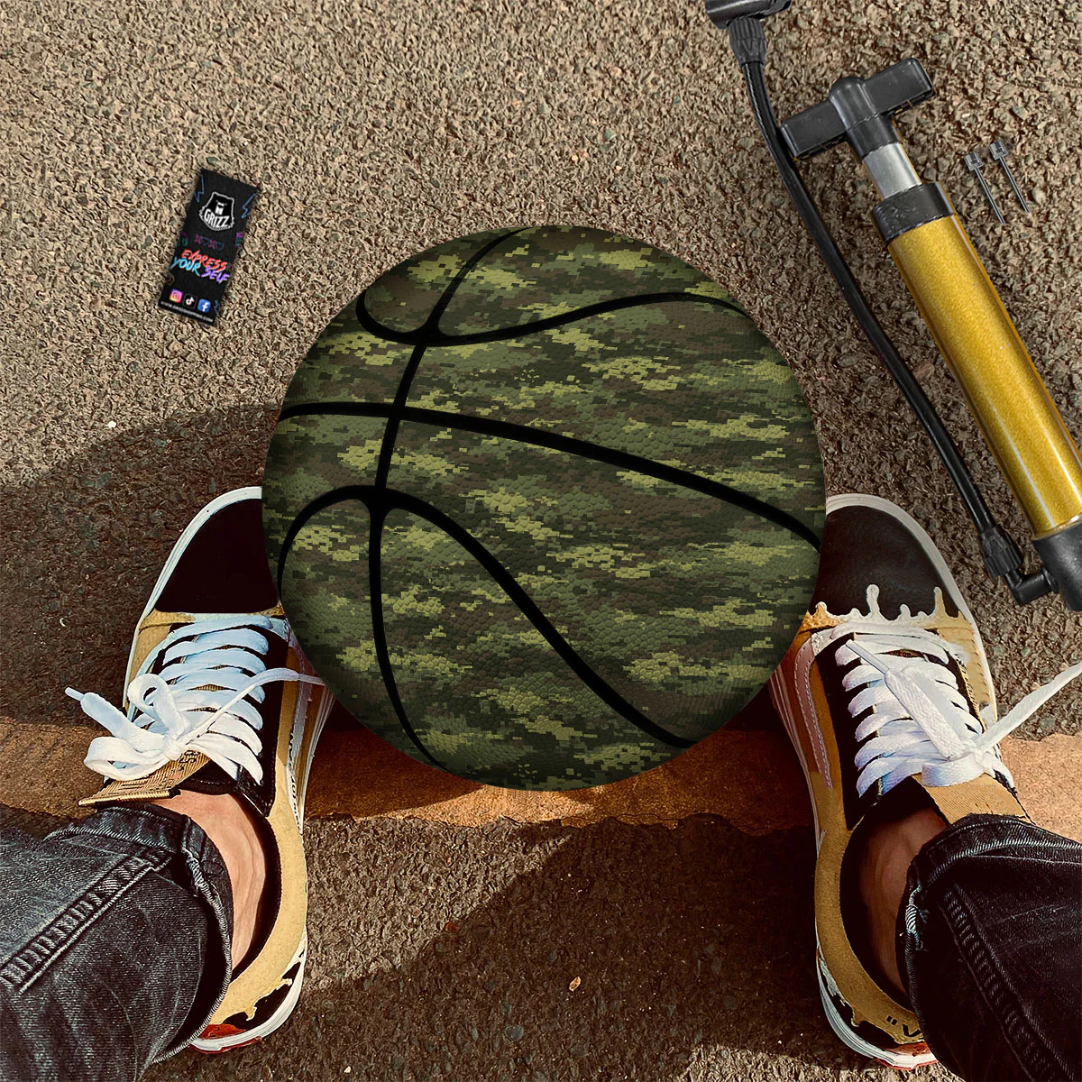Digital Camo Green Print Pattern Basketball - Image 2