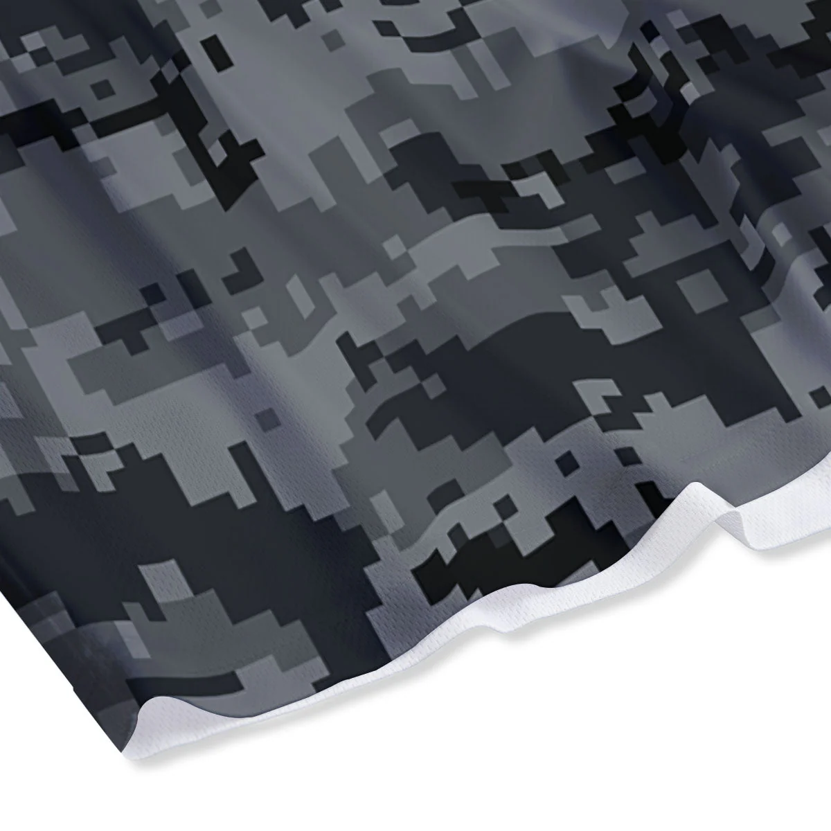 Digital Camo Grey And Black Print Mesh Shorts - Image 4