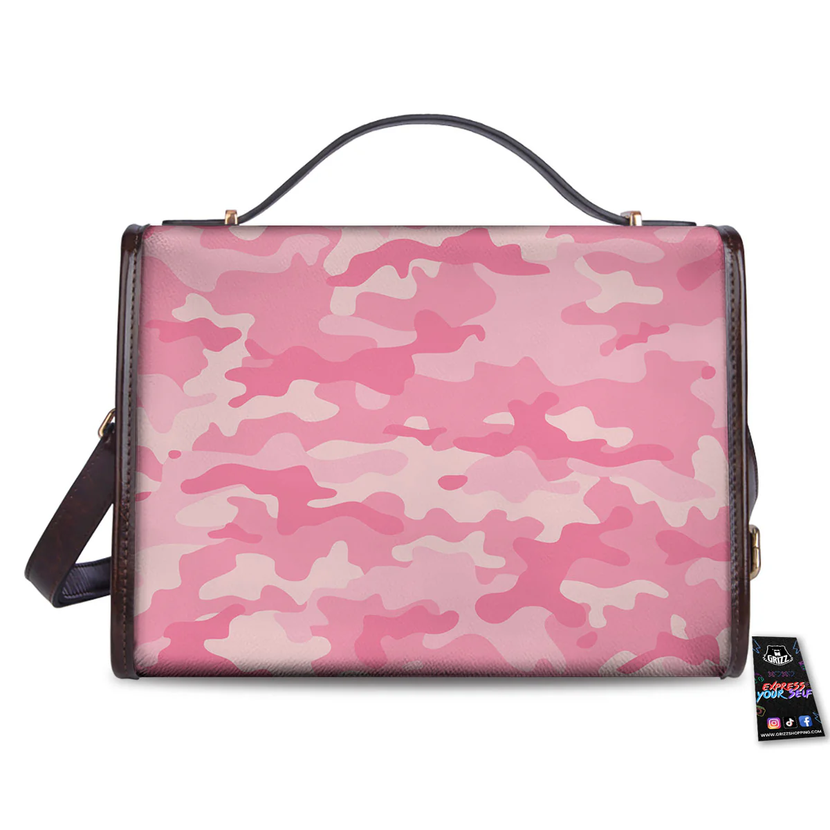 Digital Camo Pink Print Pattern Women's Satchel Bag - Image 2