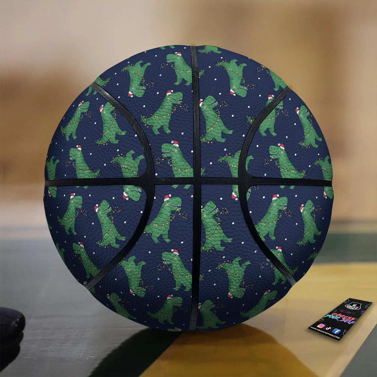 Dino T-Rex Christmas Santa Claus Print Pattern Basketball