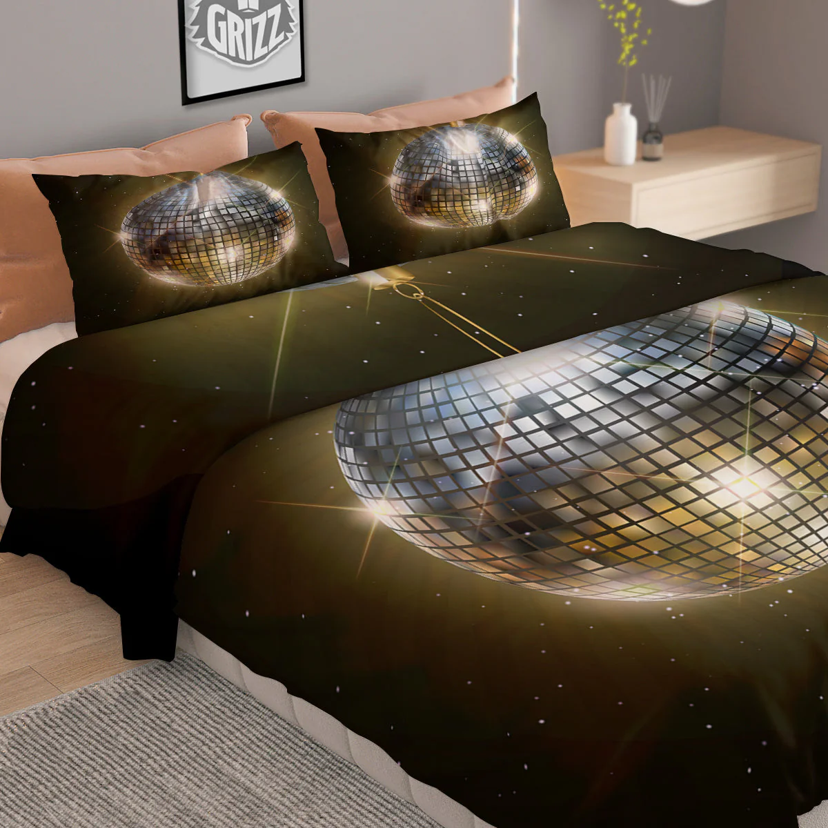 Disco Ball In Night Party Print Duvet Cover Bedding Set - Image 2