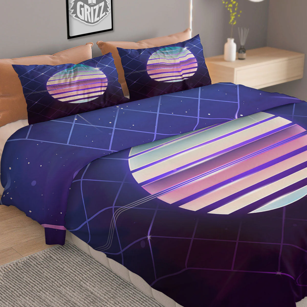 Disco Ball Purple Light Print Duvet Cover Bedding Set - Image 2