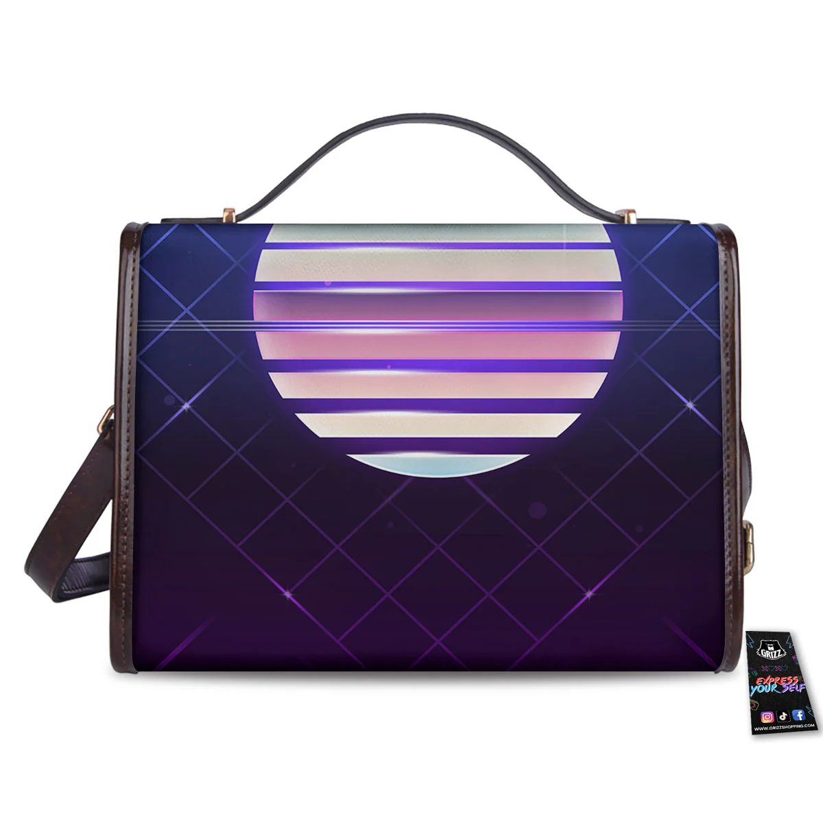 Disco Ball Purple Light Print Women's Satchel Bag - Image 2