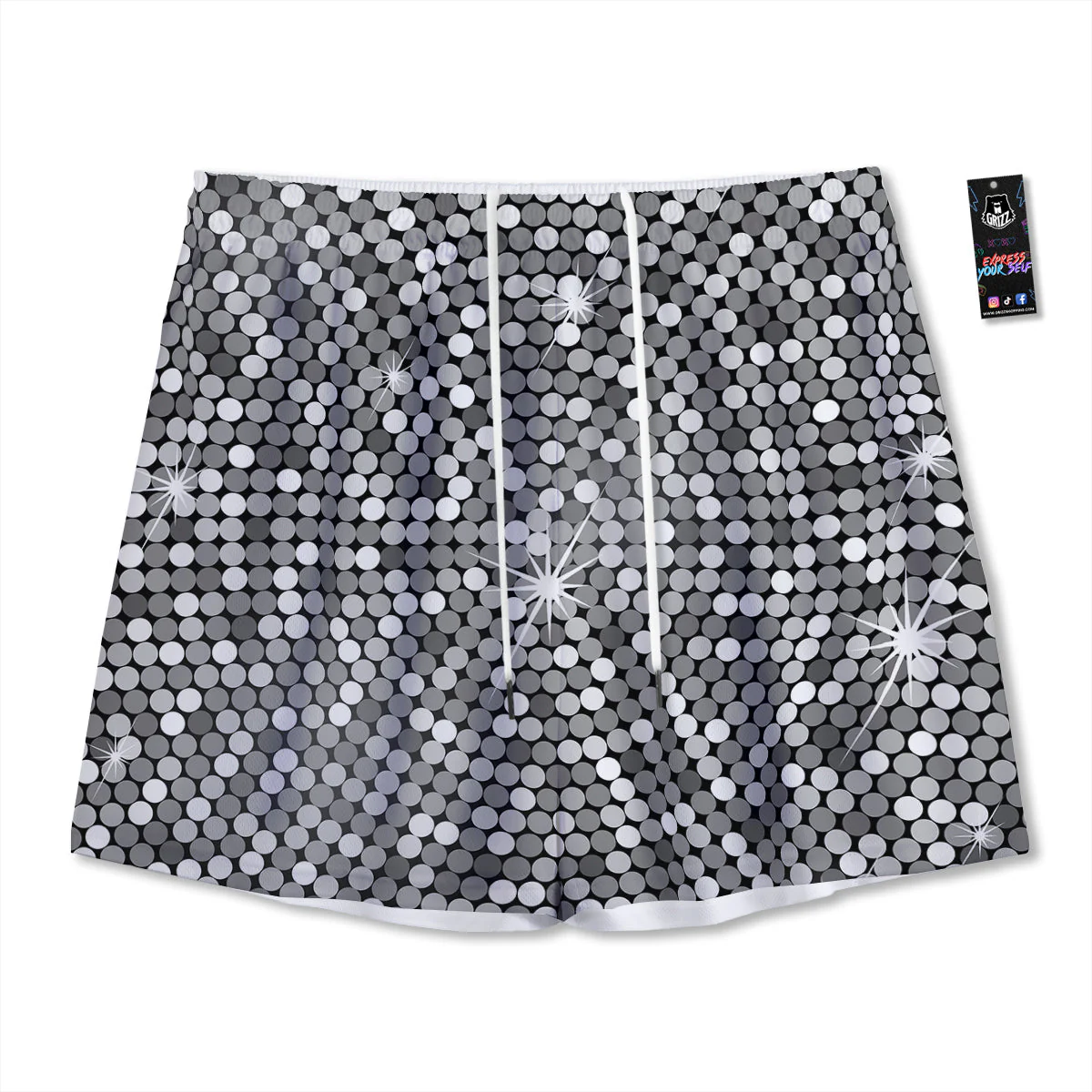 Disco Ball Texture Print Mesh Shorts