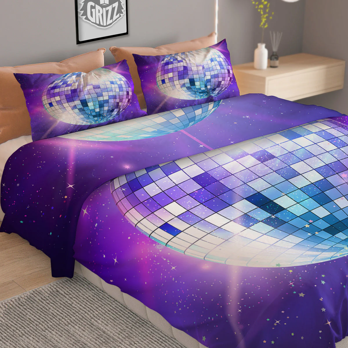 Disco Ball Ultraviolet Print Duvet Cover Bedding Set - Image 2