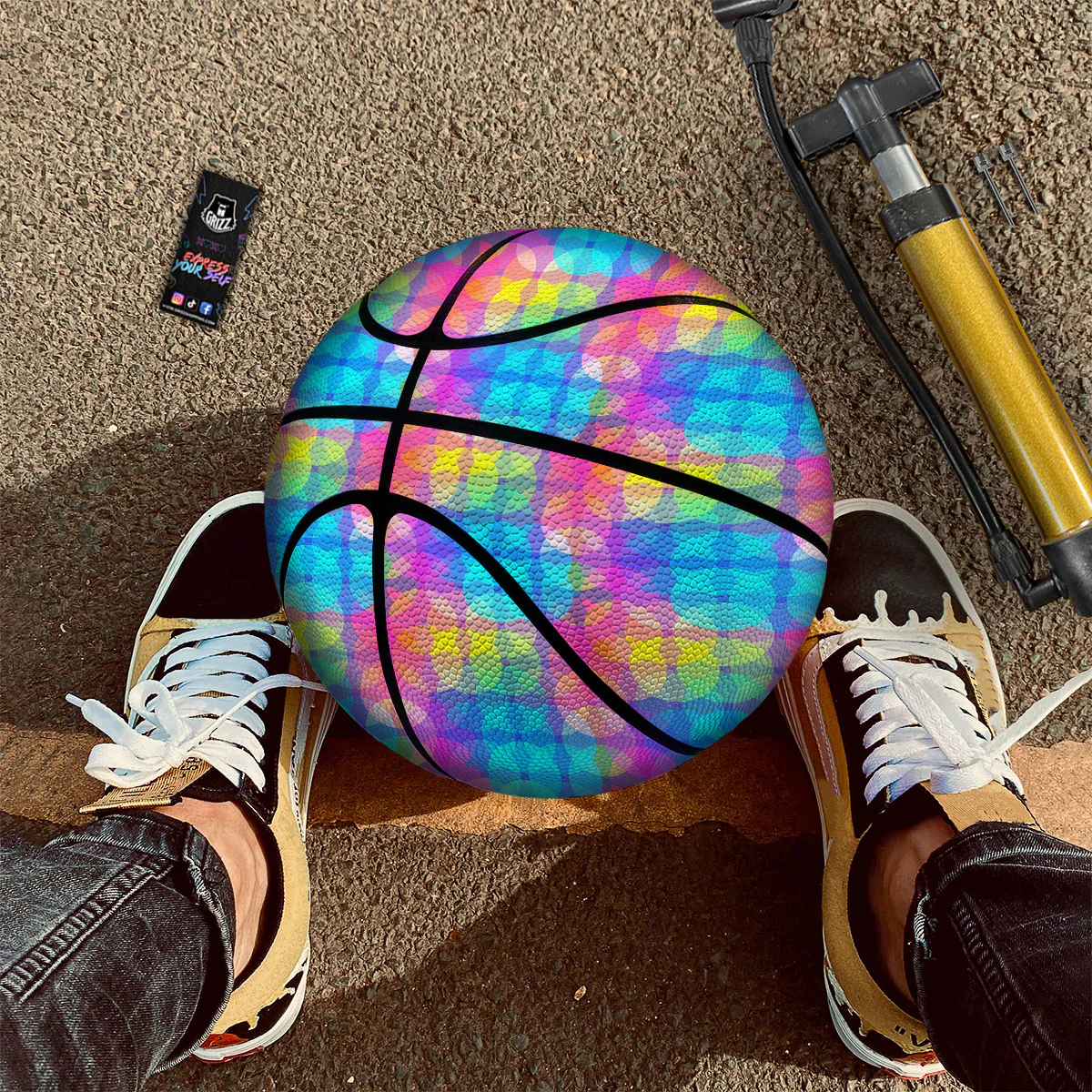 Disco Lights Colorful Print Pattern Basketball - Image 2