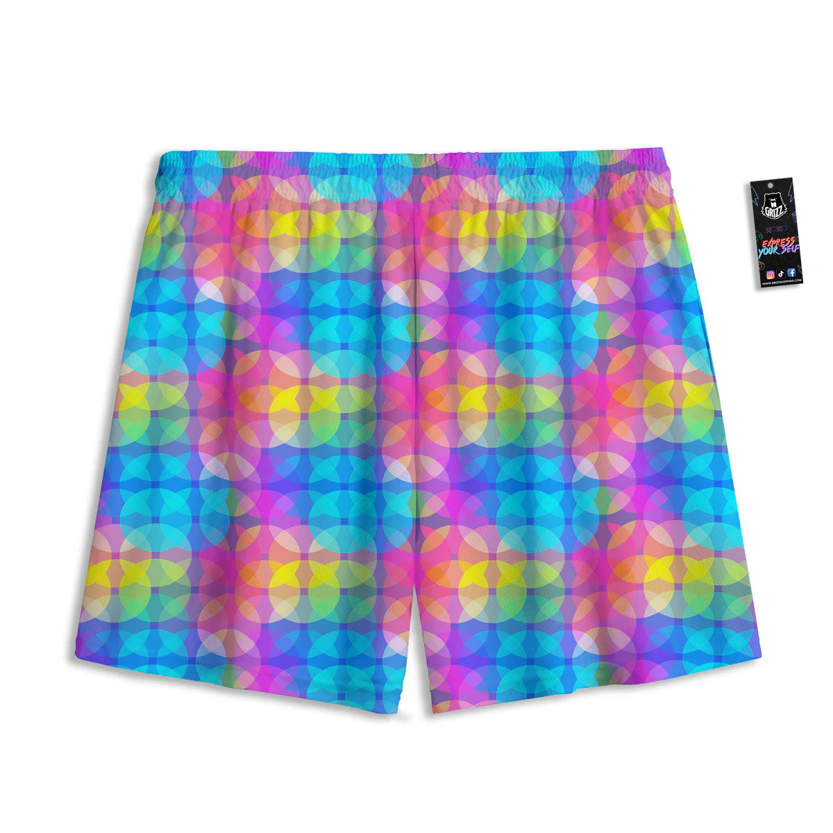 Disco Lights Colorful Print Pattern Mesh Shorts - Image 2