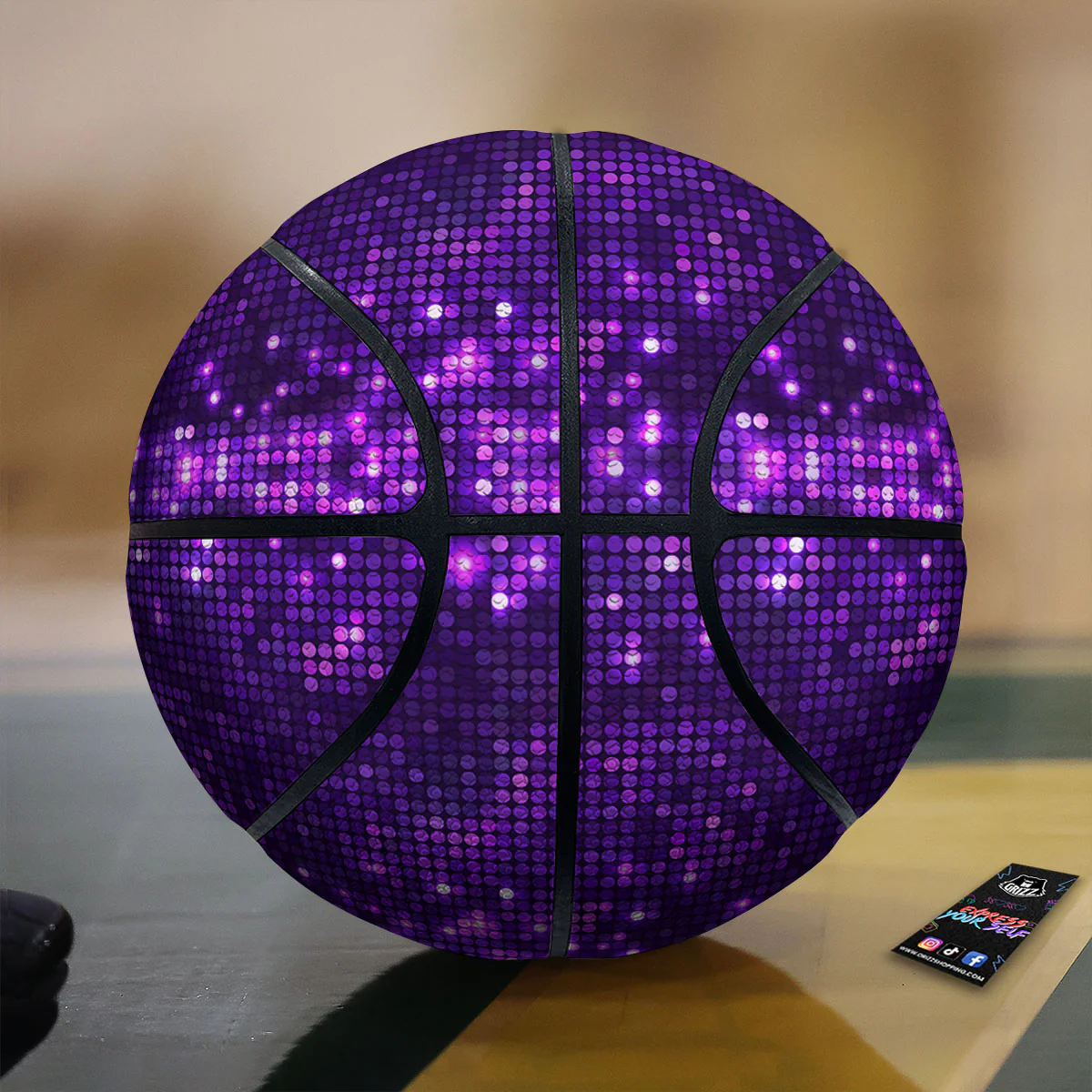 Disco Lights Purple Print Pattern Basketball
