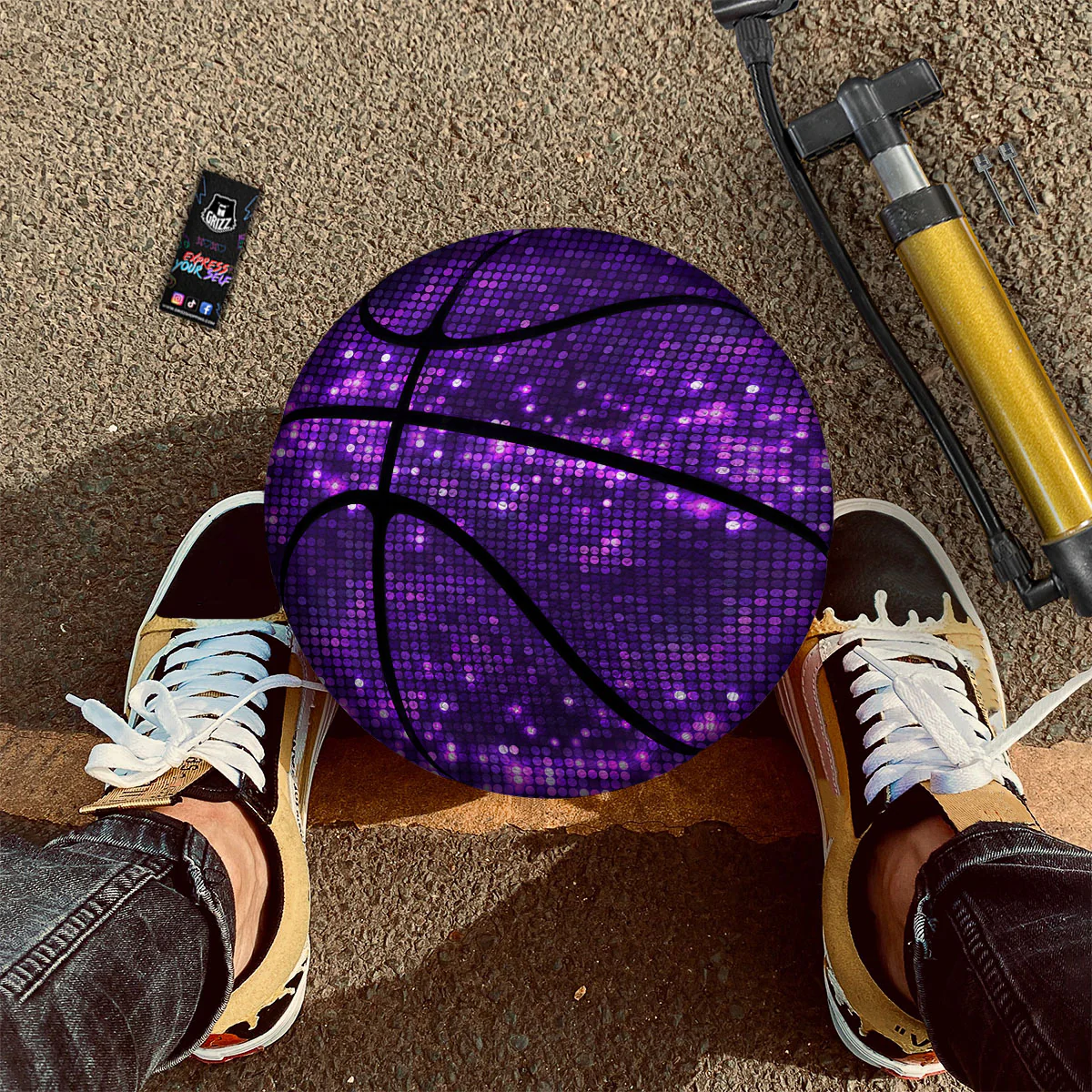 Disco Lights Purple Print Pattern Basketball - Image 2