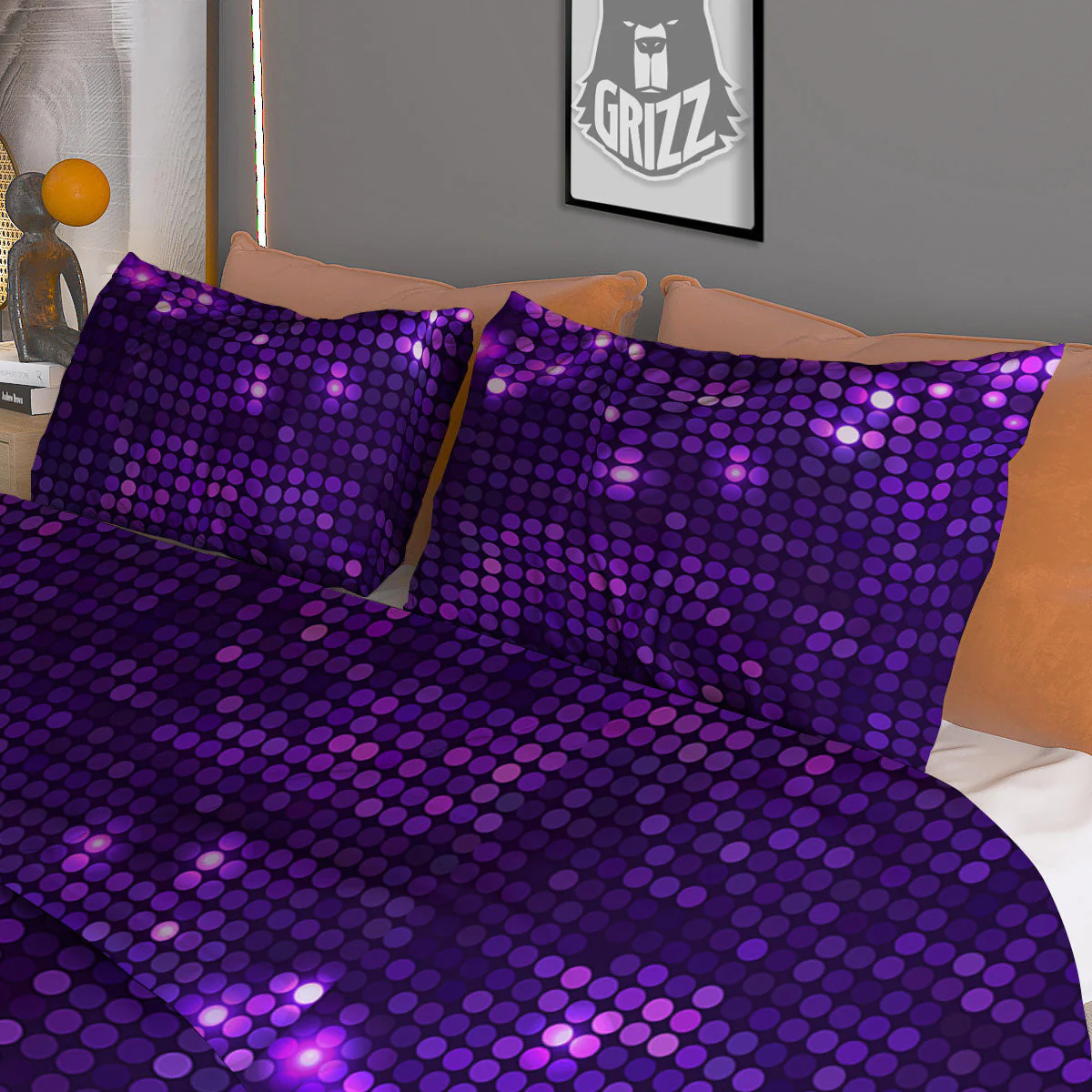 Disco Lights Purple Print Pattern Duvet Cover Bedding Set - Image 3