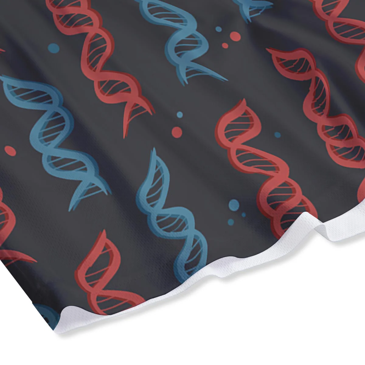 DNA Blue And Red Print Pattern Mesh Shorts - Image 4